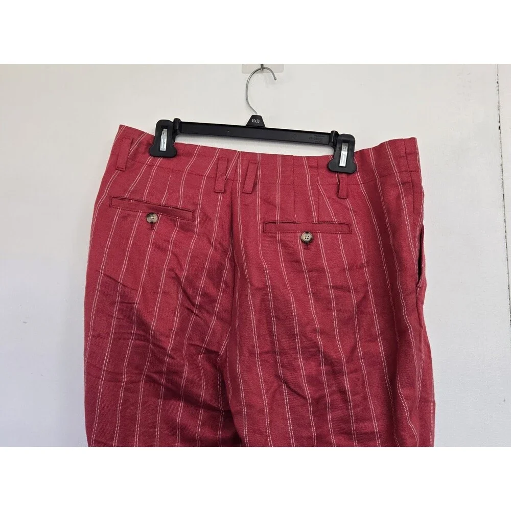 Banana Republic Pants Womens 8 Avery Linen Blend‎ Red Pinstripe Beach Office